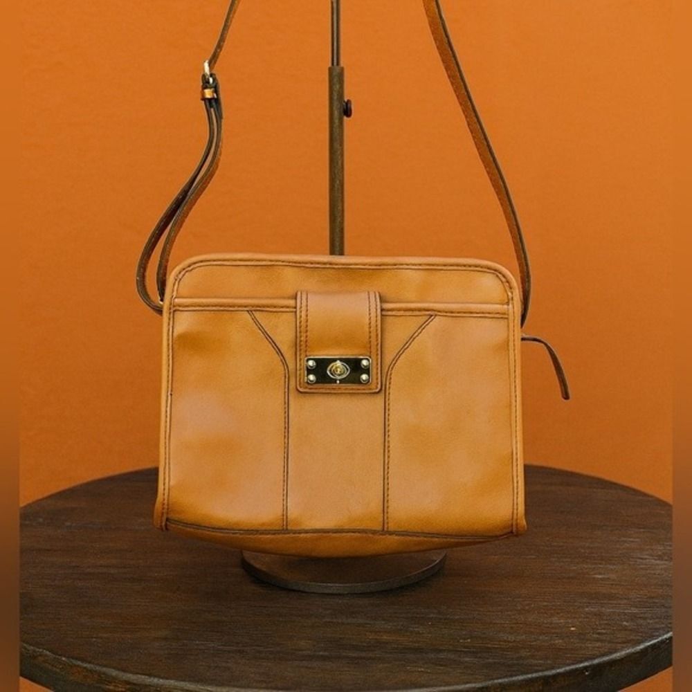 Merona Womens Coffee Brown Sleek Satchel Silver Hardware Crossbody Bag Minimal‎
